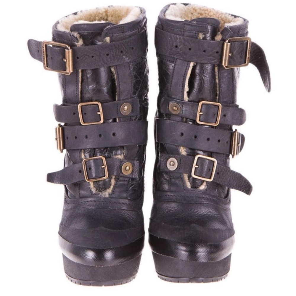 Burberry Runway Black Shearling Lined Ankle Boots